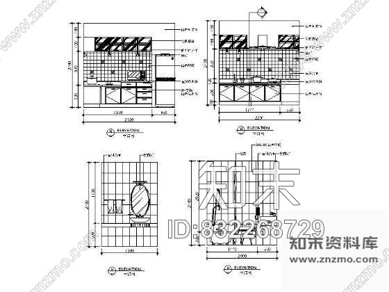 图块/节点厨房及卫生间主立面图cad施工图下载【ID:832268729】