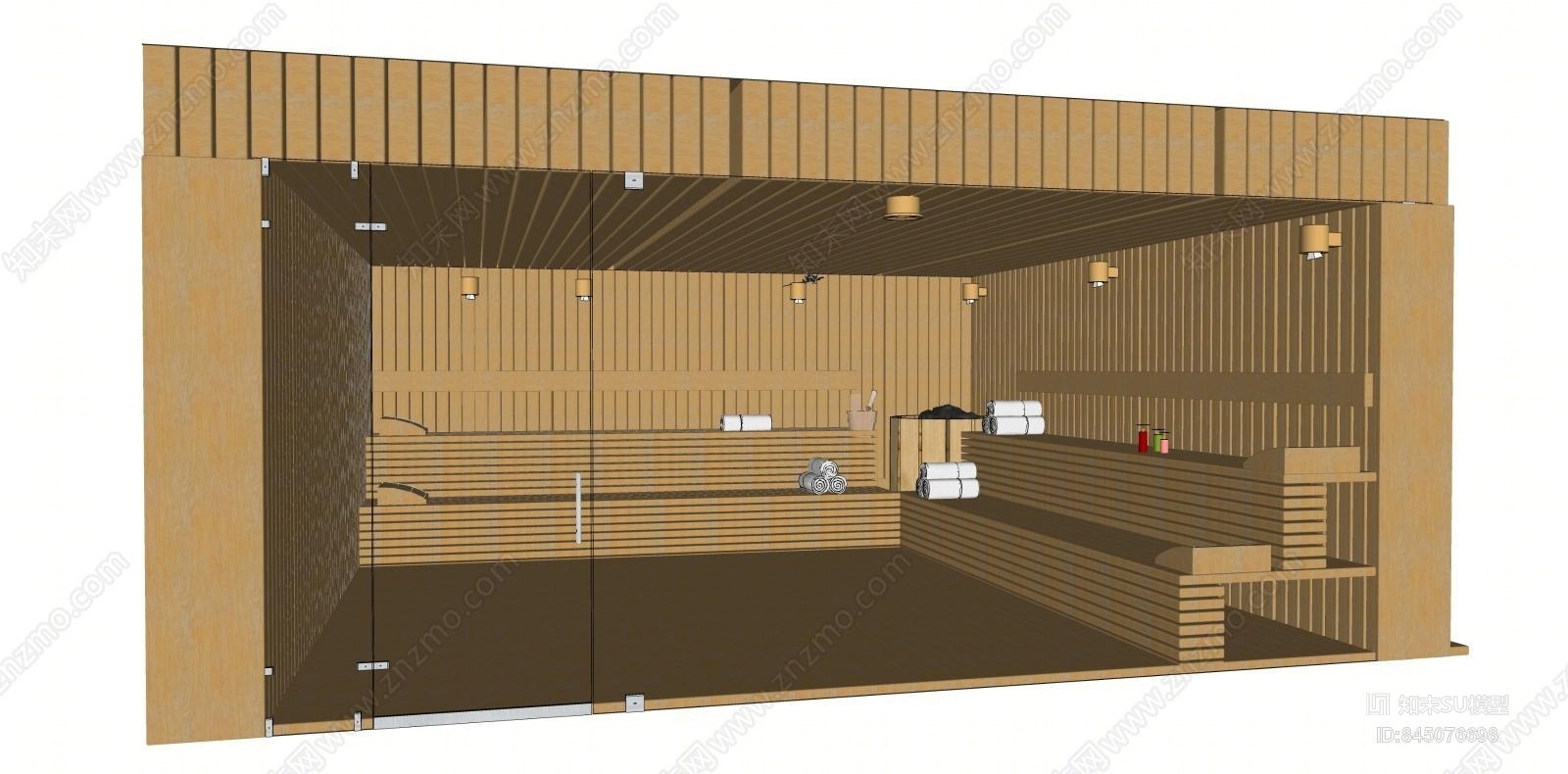 现代桑拿房SU模型下载【ID:845076698】