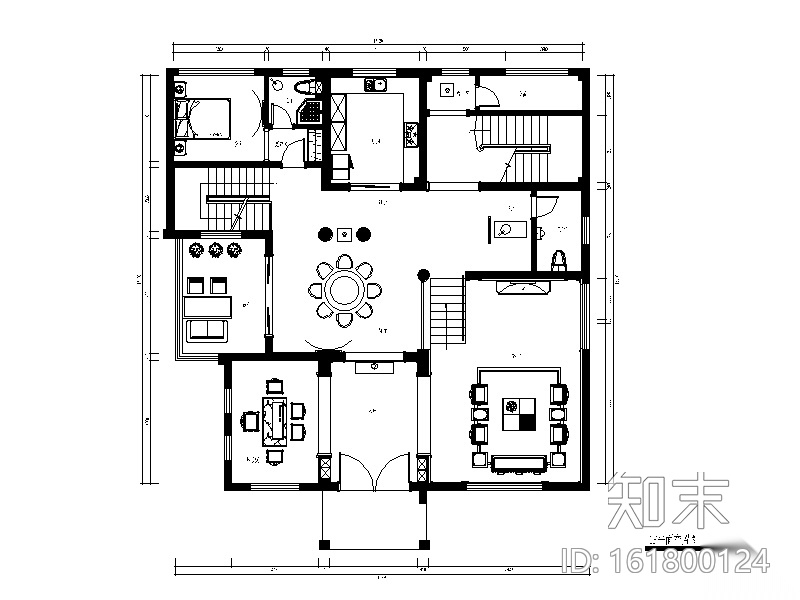 [重庆]中式风格别墅设计CAD施工图（含效果图）cad施工图下载【ID:161800124】