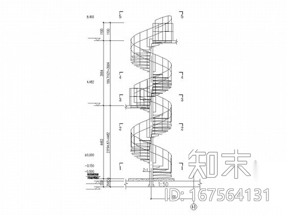 某项目钢结构螺旋楼梯详图及节点大样图施工图下载【ID:167564131】