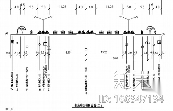 某市政道路工程管线综合图纸cad施工图下载【ID:166347134】