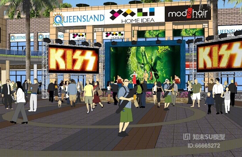 集中商业广场景观设计SU模型下载【ID:66665272】