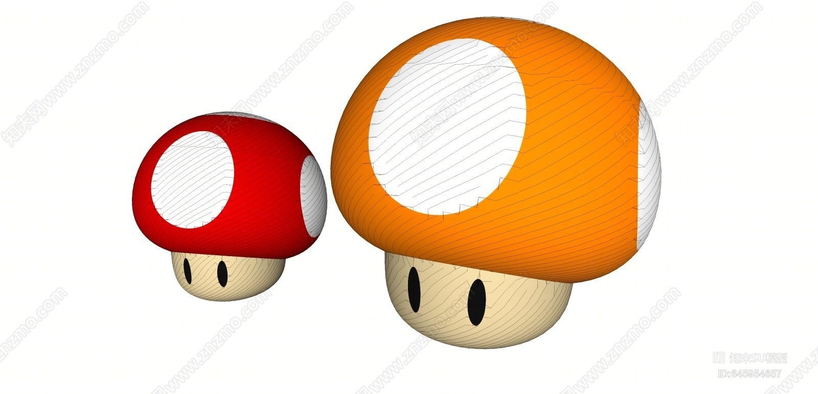 现代彩色蘑菇头SU模型下载【ID:645954657】
