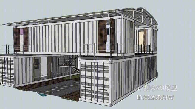 4x40英尺货柜华丽别墅SU模型下载【ID:922053393】