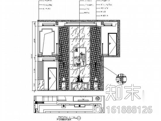 某自建牌楼别墅现代中式风格室内装修图（含效果）cad施工图下载【ID:161888126】