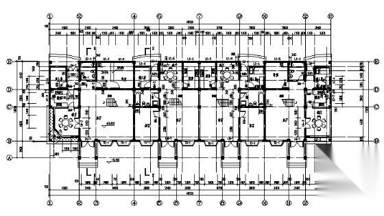 某四户联立式高级住宅建筑方案图cad施工图下载【ID:166715187】