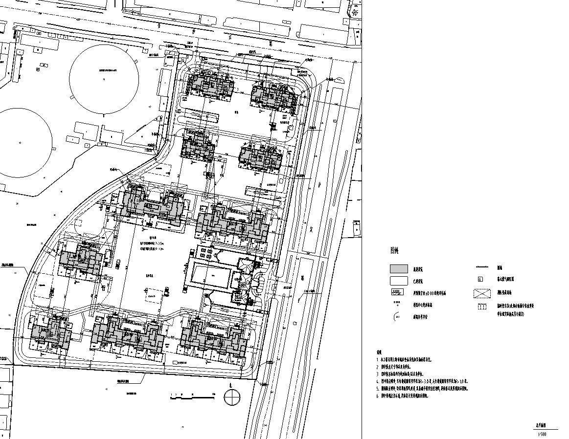 [上海]普陀区长风生态商务居住区建筑施工图设计（欧陆...cad施工图下载【ID:149860197】