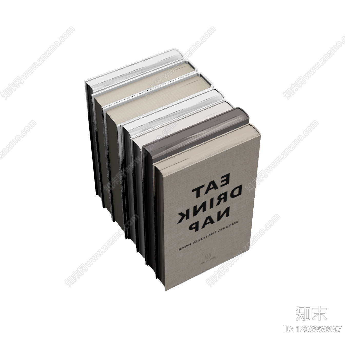 书籍堆叠装饰组件3D模型下载【ID:1206950997】