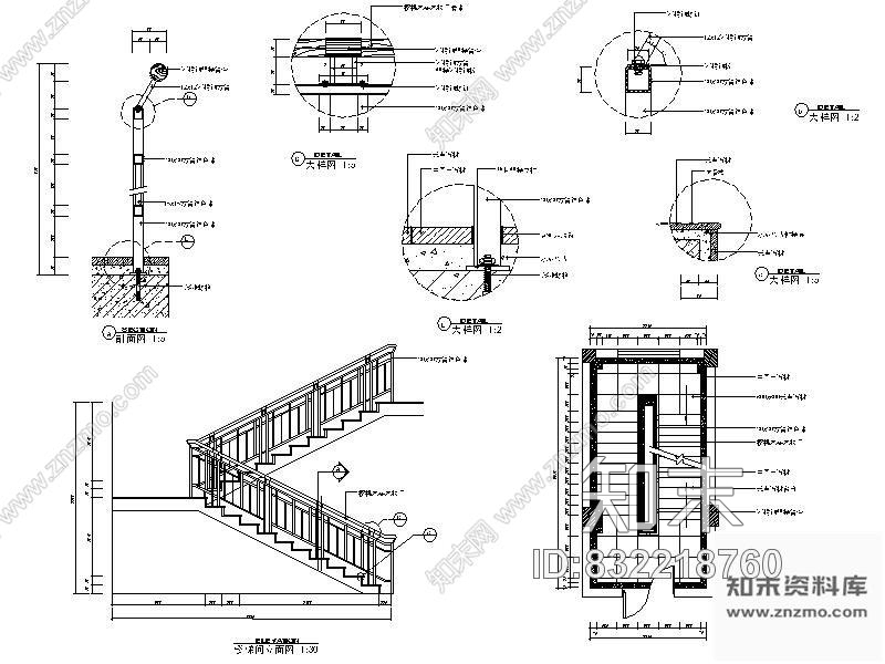 图块/节点楼梯详图cad施工图下载【ID:832218760】