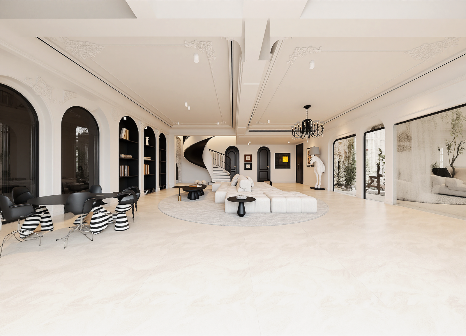 法式民宿大厅3D模型下载【ID:1214690603】