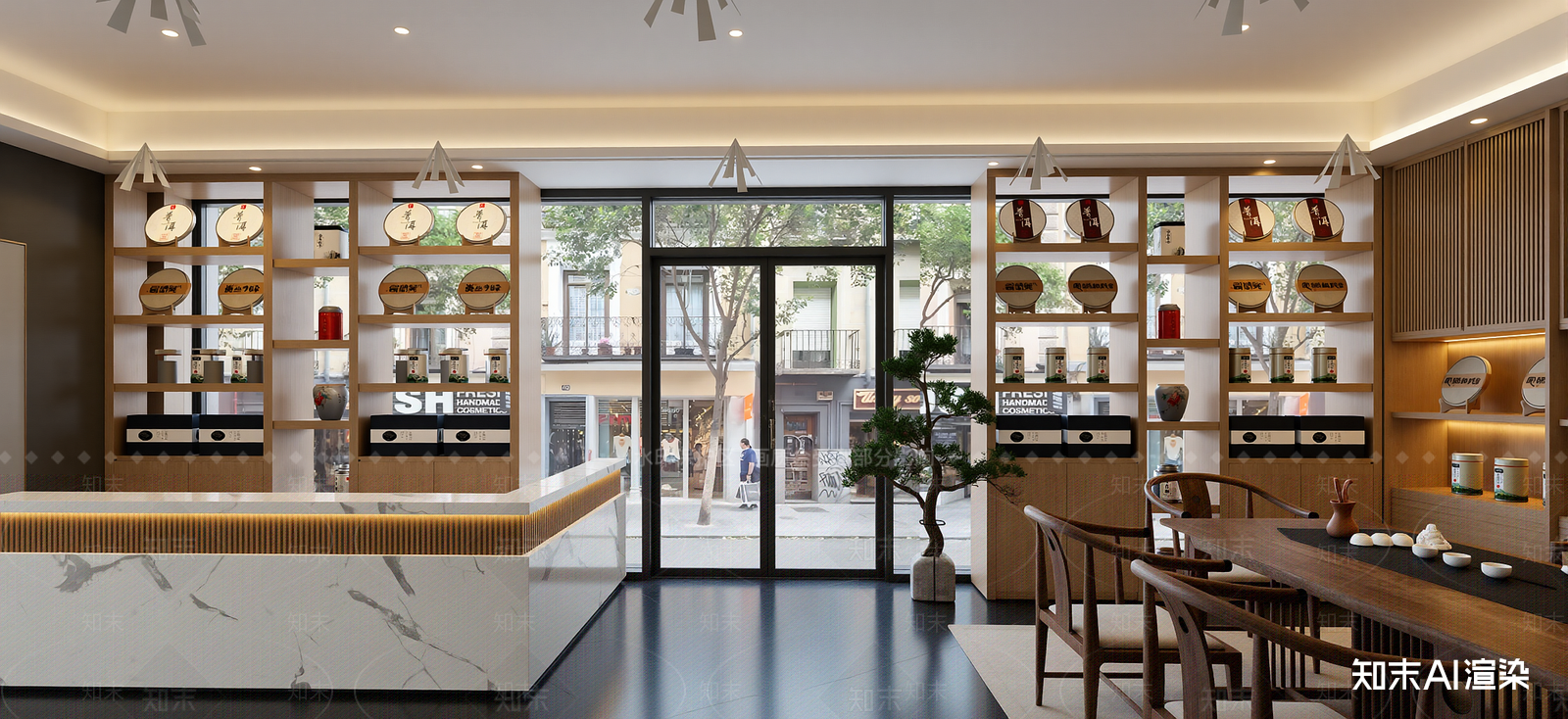 新中式茶叶店SU模型下载【ID:1222129927】