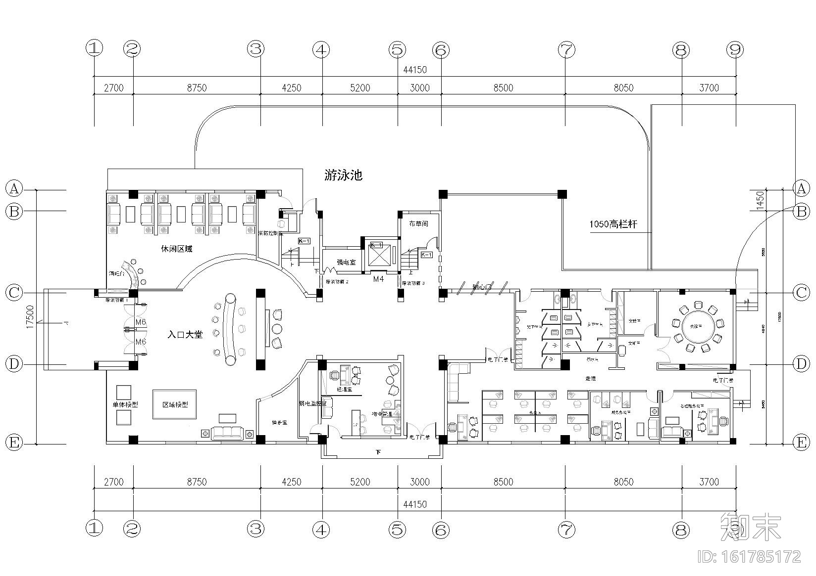 地产豪华办公会所室内装饰设计项目施工图cad施工图下载【ID:161785172】