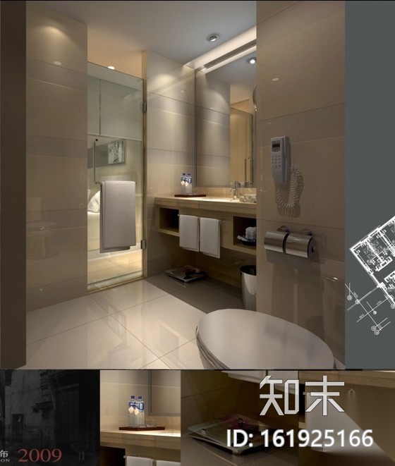 [安徽]时尚酒店客房标准间室内装修图（含效果）cad施工图下载【ID:161925166】