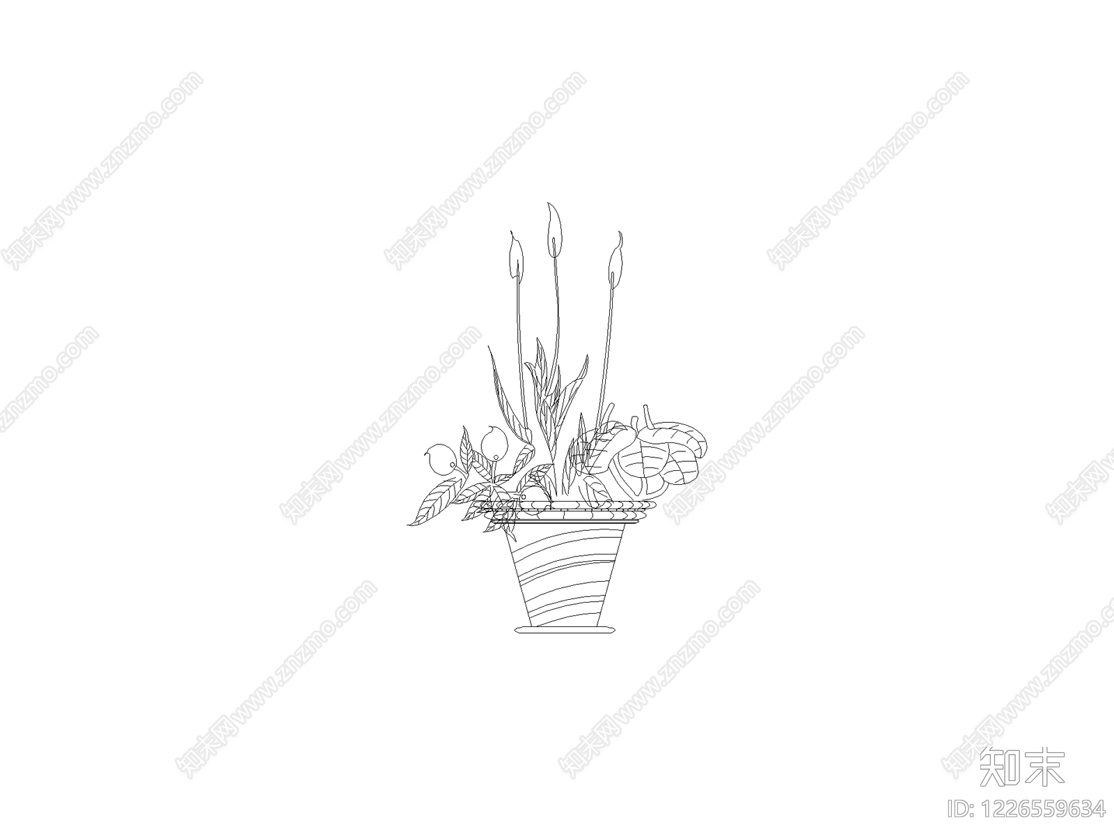 现代花CAD图纸