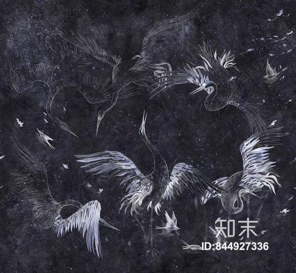 新中式艺术壁纸贴图下载【ID:844927336】