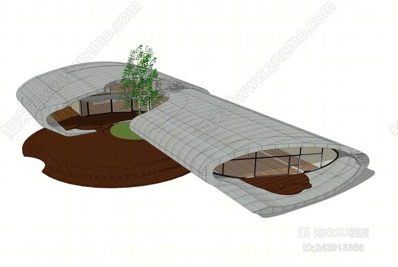 现代风格别墅建筑SU模型下载【ID:242913366】