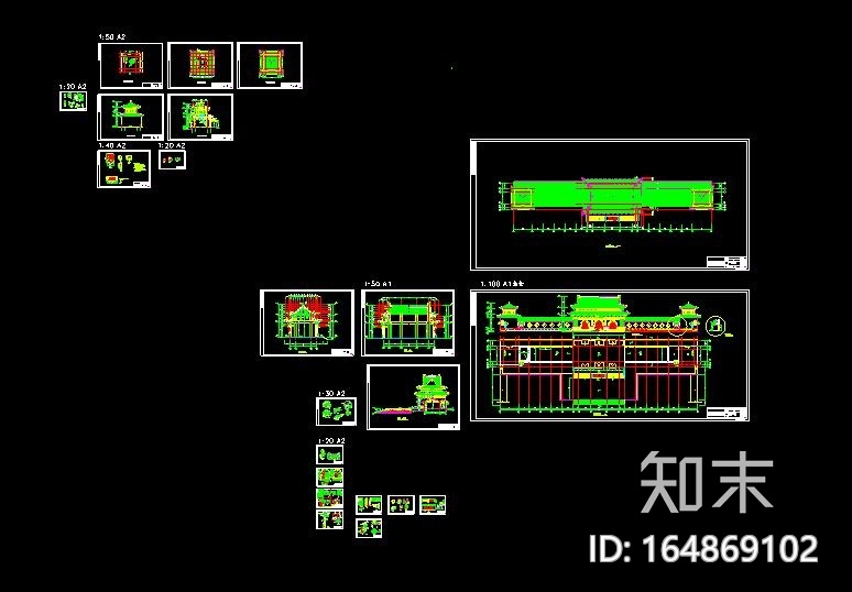 珠海普驼寺庙的建筑施工图施工图下载【ID:164869102】