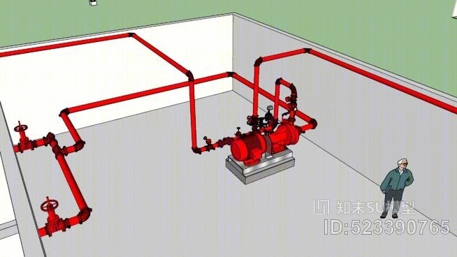 消防泵房SU模型下载【ID:523390765】