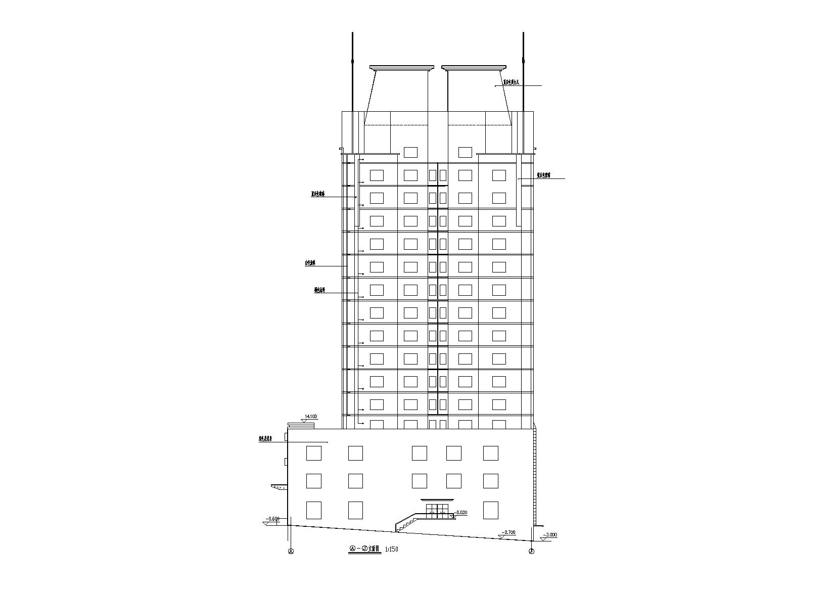 [吉林]高层底商式博士后公寓楼建筑施工图cad施工图下载【ID:167354134】