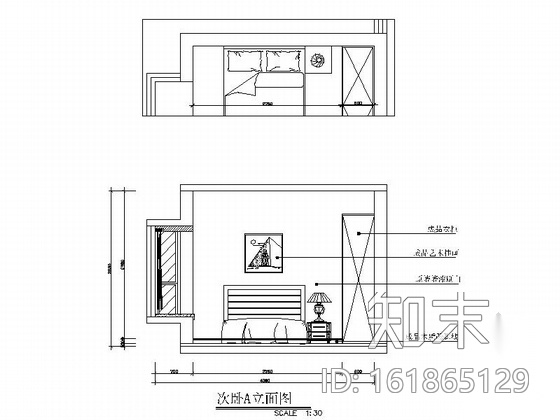 [湖南]书香之家新中式风格三居室雅居装修设计施工图（含...cad施工图下载【ID:161865129】