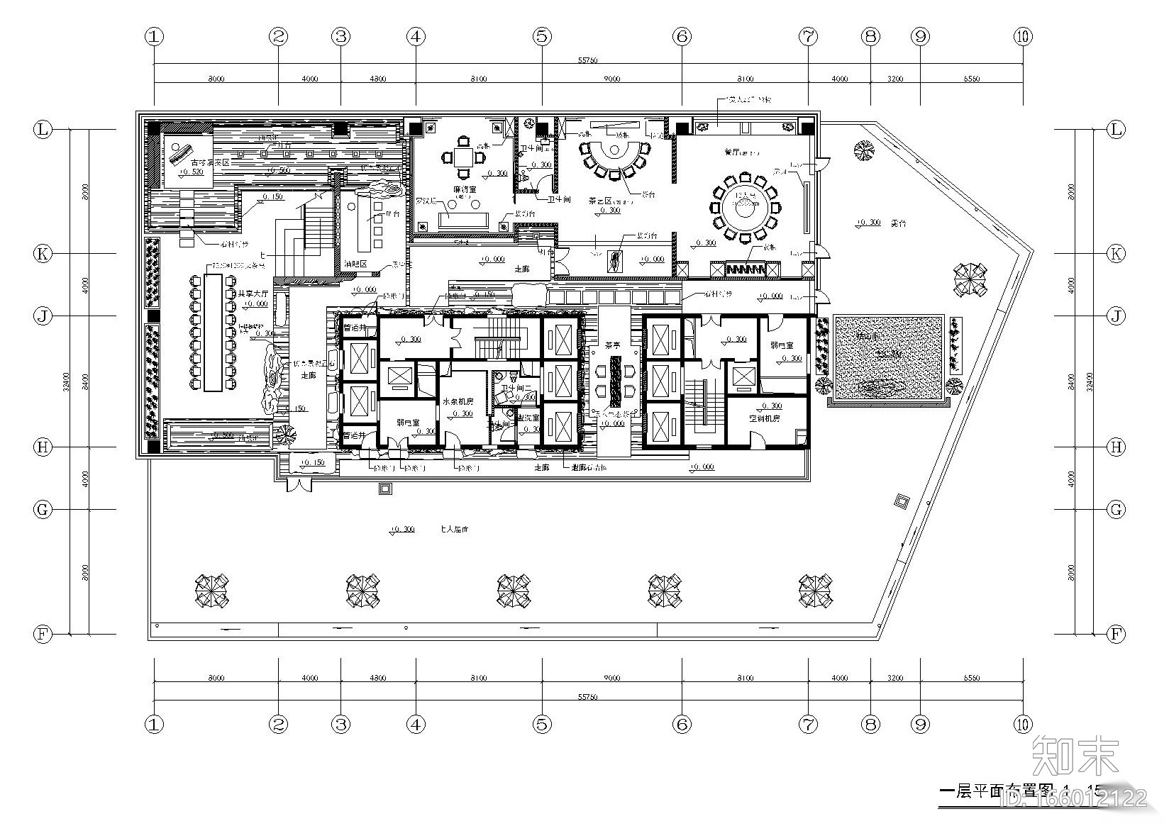 鄂尔多斯金融广场K座茶楼概念方案及施工图cad施工图下载【ID:166012122】