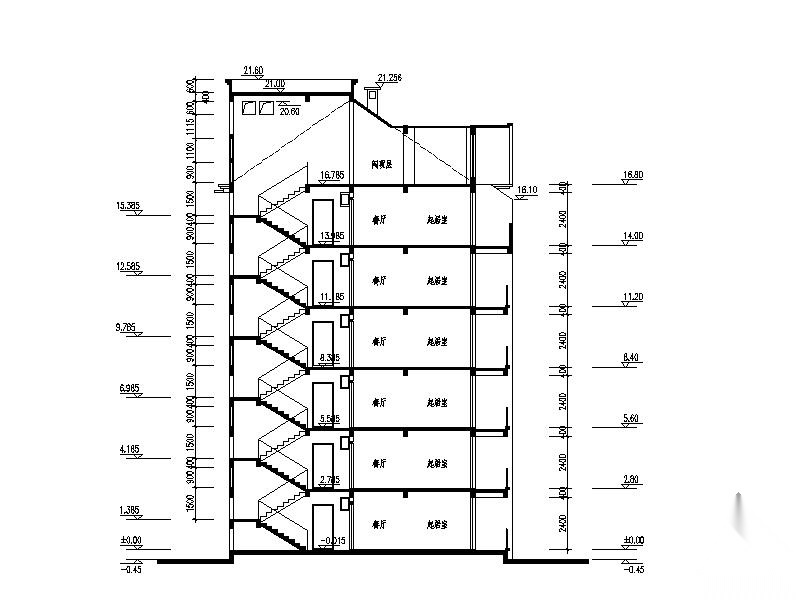 [安置房]某六层一梯四户住宅楼建筑施工图cad施工图下载【ID:165732170】