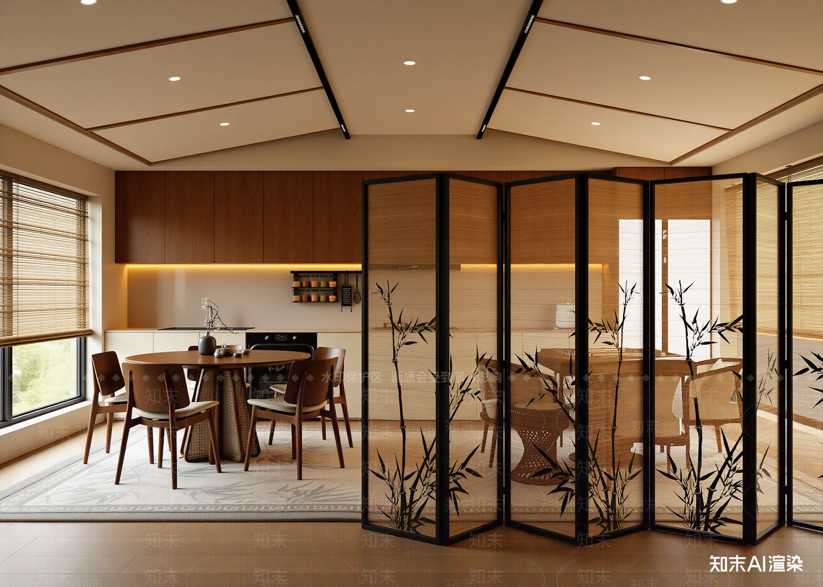 新中式家居餐厅3D模型下载【ID:1215146411】