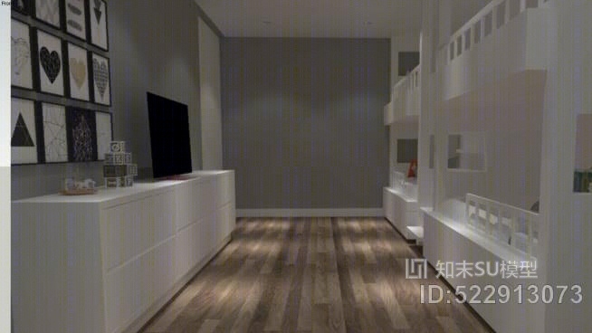 白色的儿童卧室SU模型下载【ID:522913073】