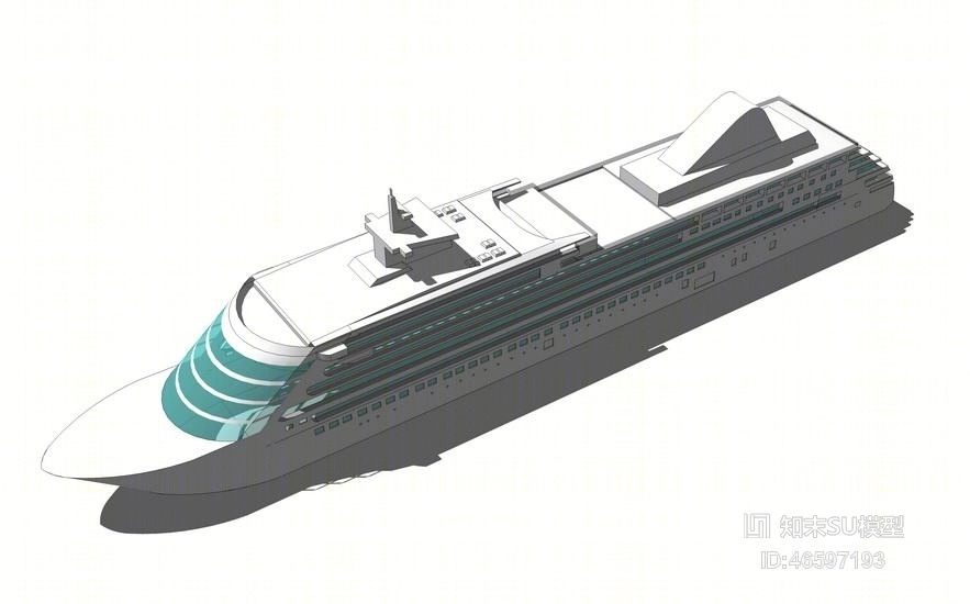 泰坦尼克号游轮SU模型下载【ID:46597193】