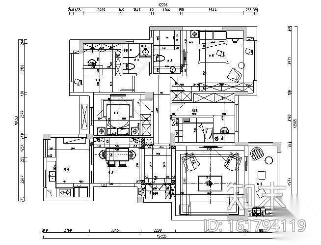 美式风格山湖间别墅设计施工图（附效果图）cad施工图下载【ID:161794119】