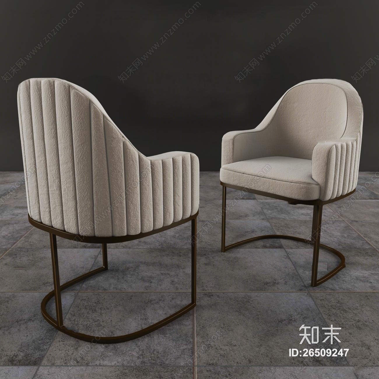现代休闲布艺椅子3D模型下载【ID:26509247】