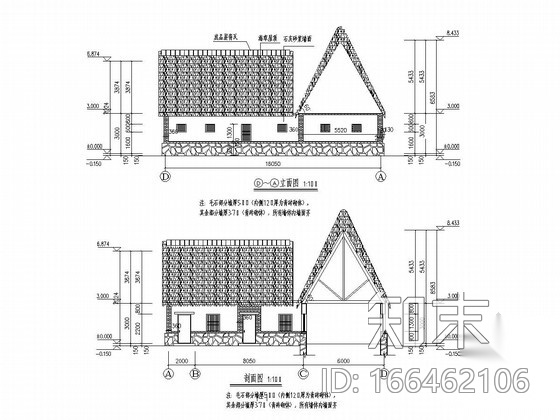 [山东]单层砌体结构海草房结构施工图（含建施）cad施工图下载【ID:166462106】