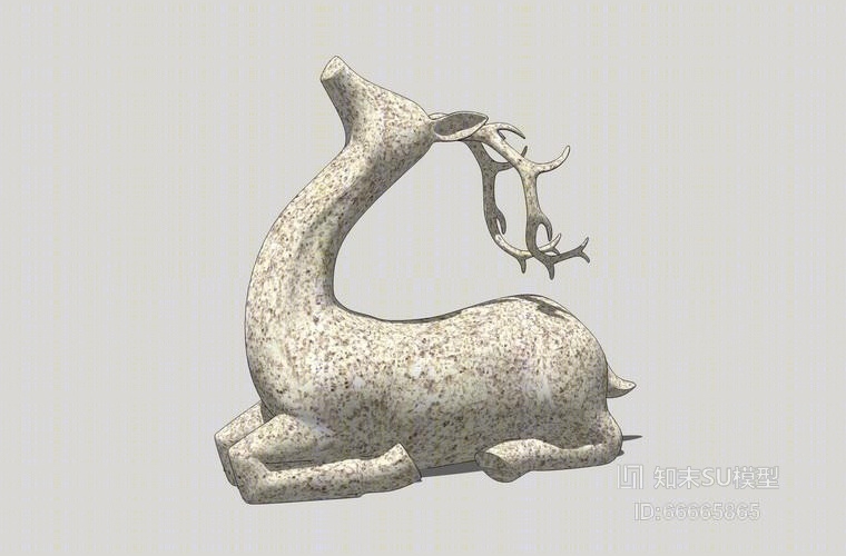 祥鹿喷水雕塑SU模型下载【ID:66665865】