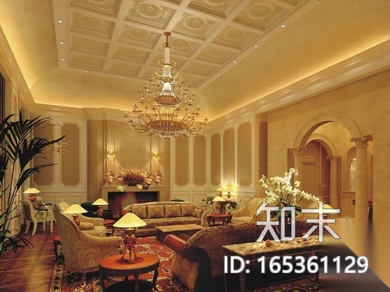 [原创]欧式古典别墅样板房施工图（含效果图）cad施工图下载【ID:165361129】