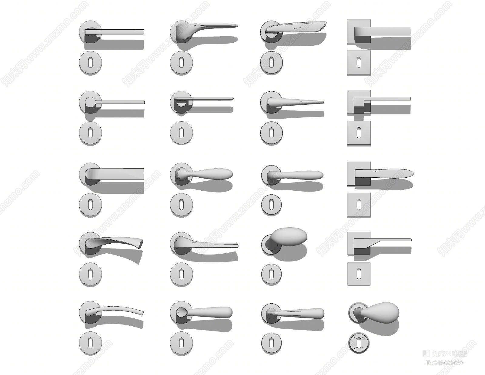 现代风格门锁SU模型下载【ID:348699680】