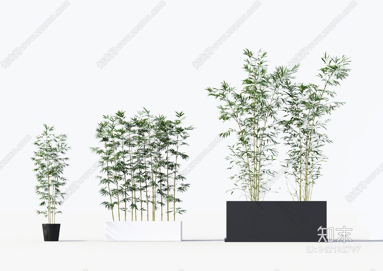 中式竹子绿植盆栽组合3D模型下载【ID:342192797】