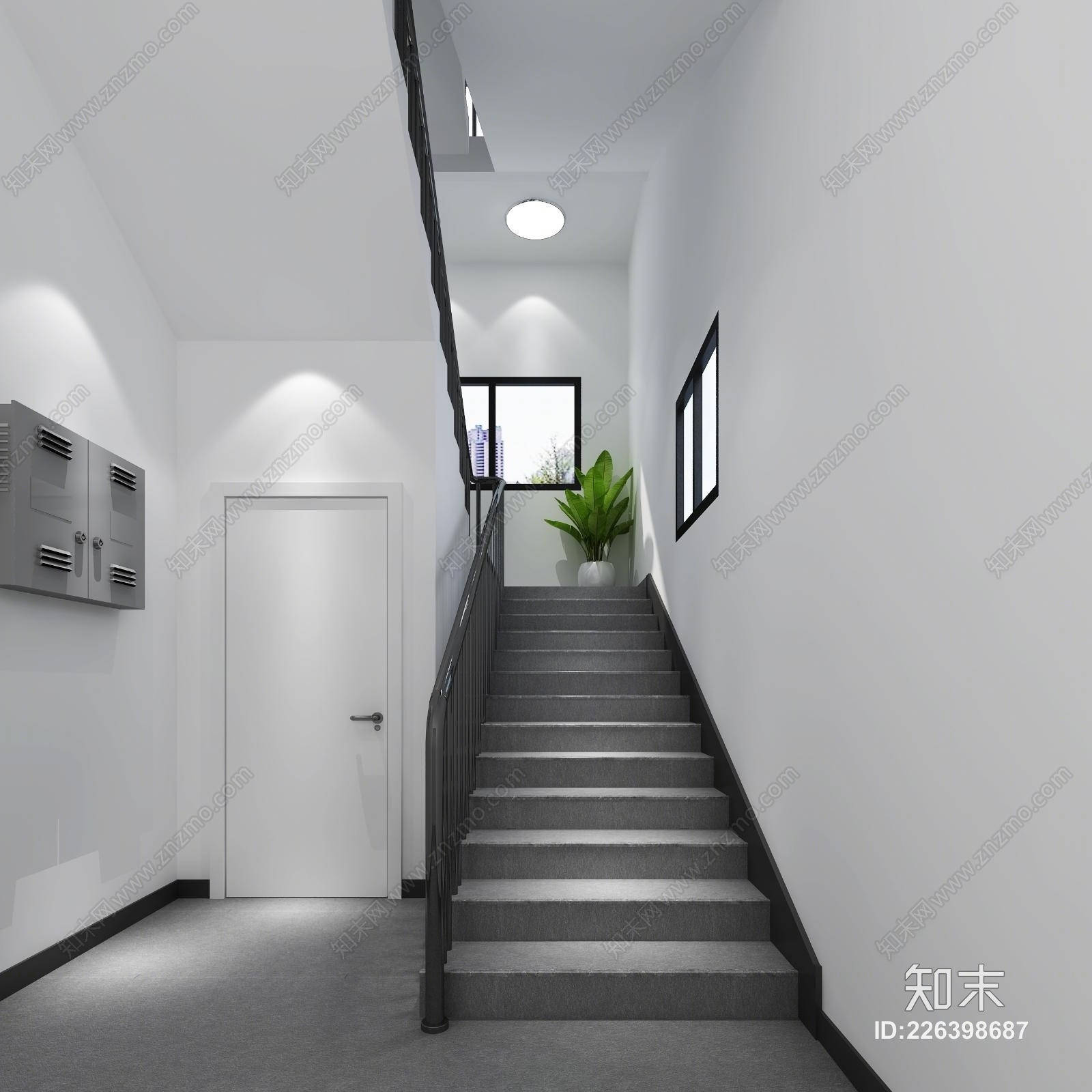 现代宿舍楼梯口3D模型下载【ID:226398687】