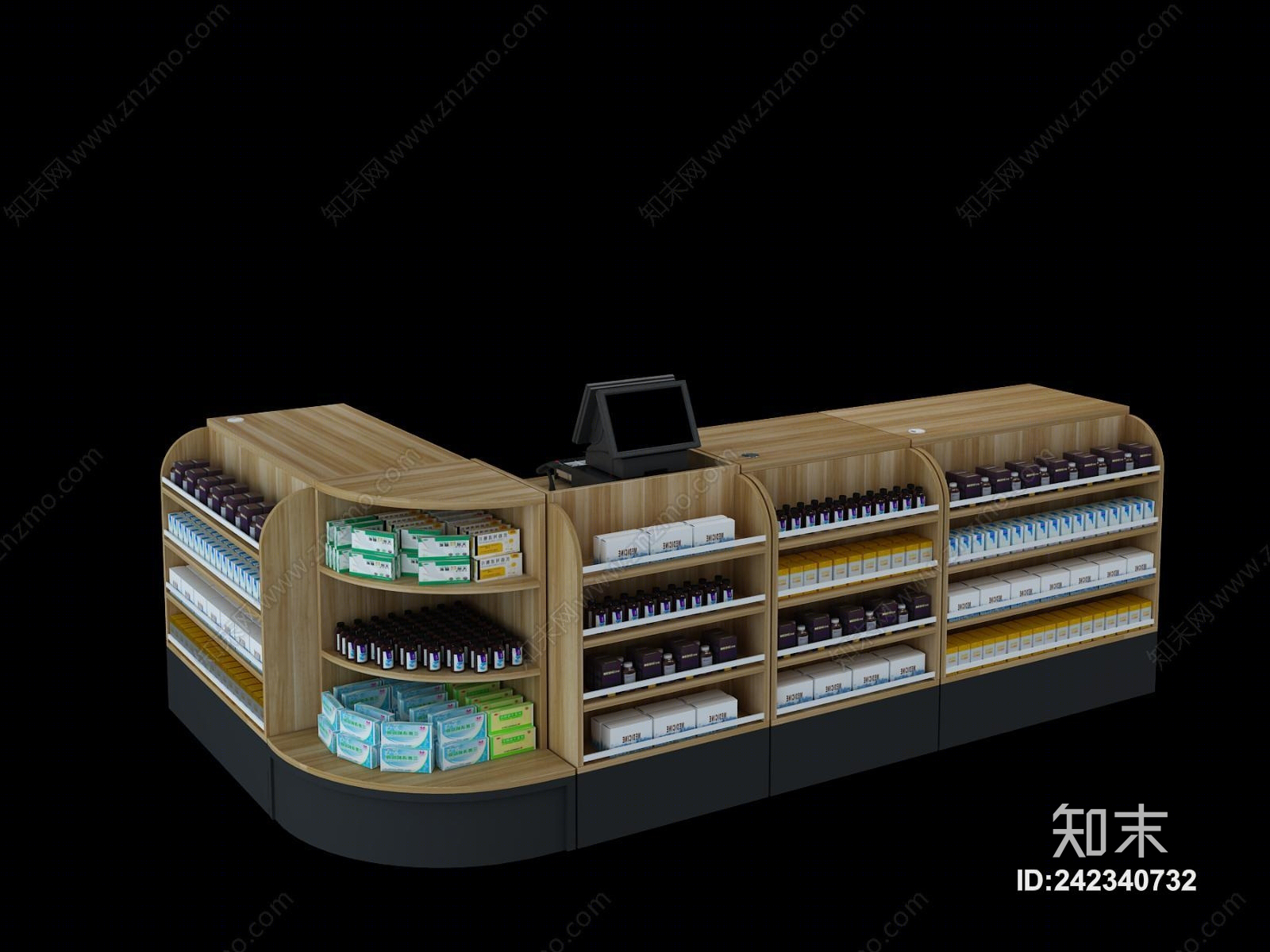现代收银台3D模型下载【ID:242340732】