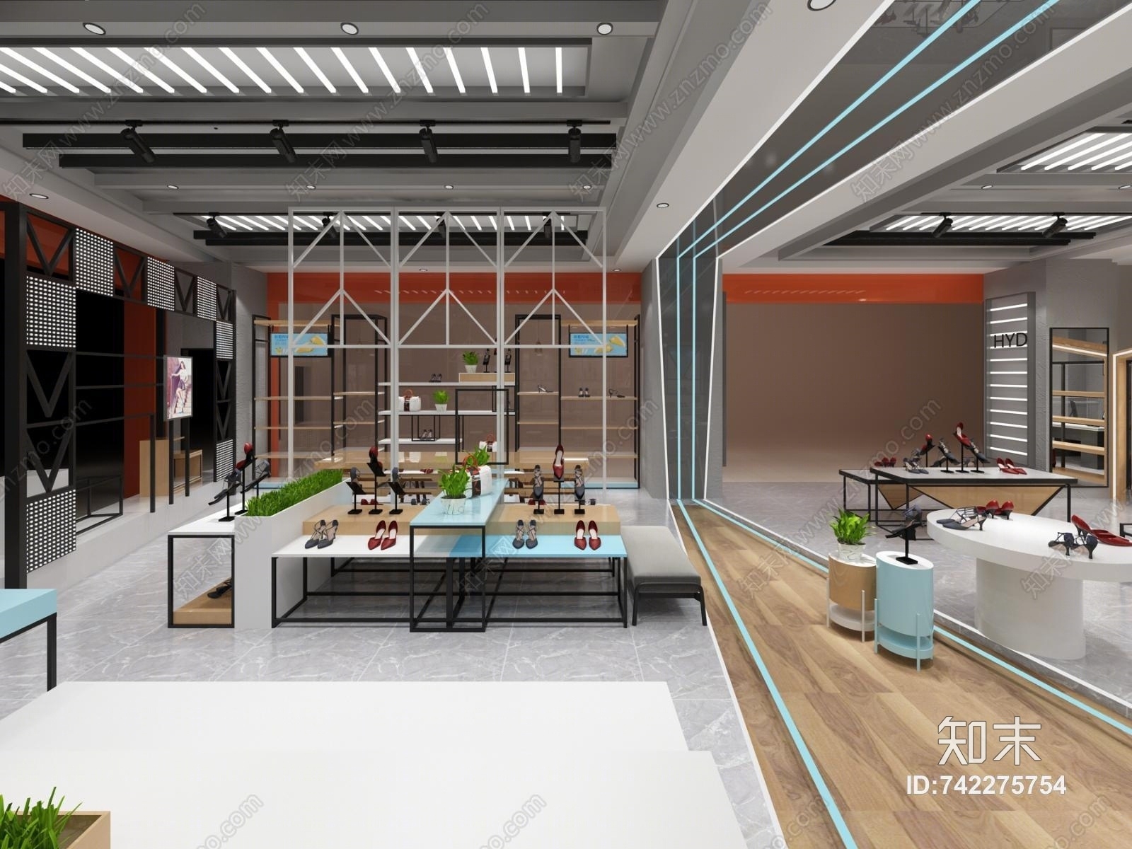 工业风鞋店3D模型下载【ID:742275754】
