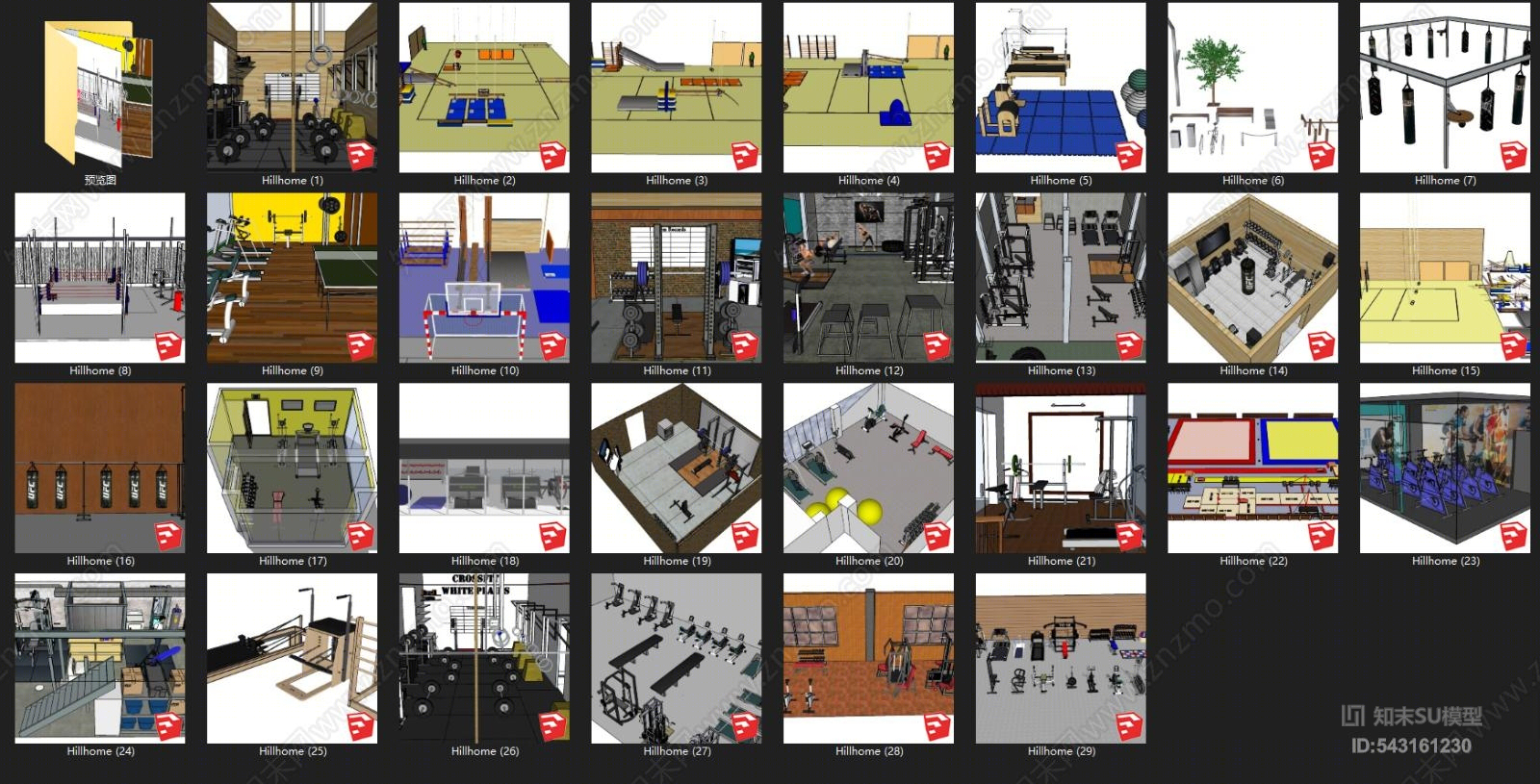 现代健身房sSU模型下载【ID:543161230】