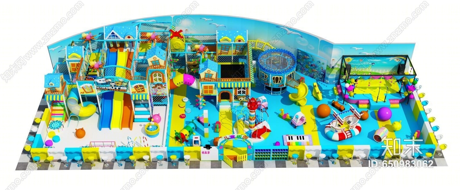 现代室内儿童游乐园3D模型下载【ID:650983062】