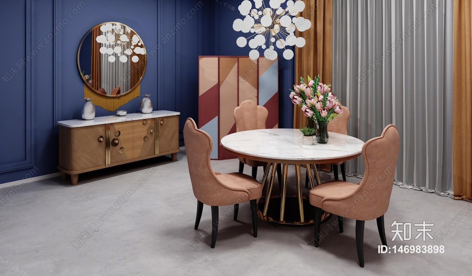 现代餐桌模型3D模型下载【ID:146983898】