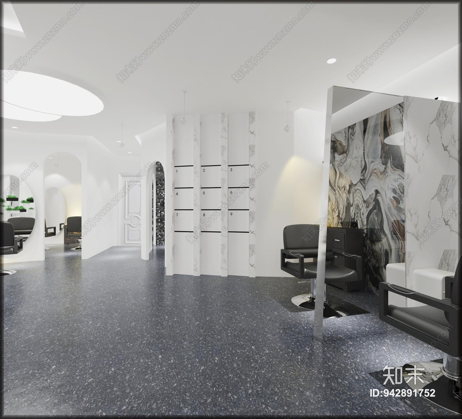 现代网红美发店3D模型下载【ID:942891752】