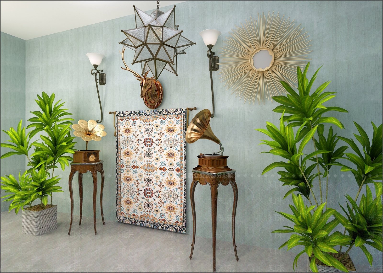 美式装饰品3D模型下载【ID:633156508】