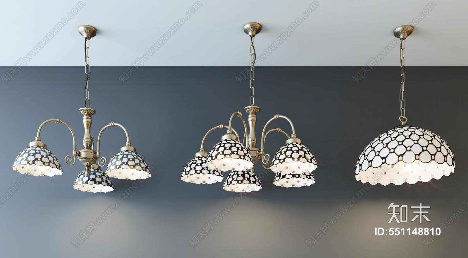 简欧吊灯3D模型下载【ID:551148810】_知末3d模型网
