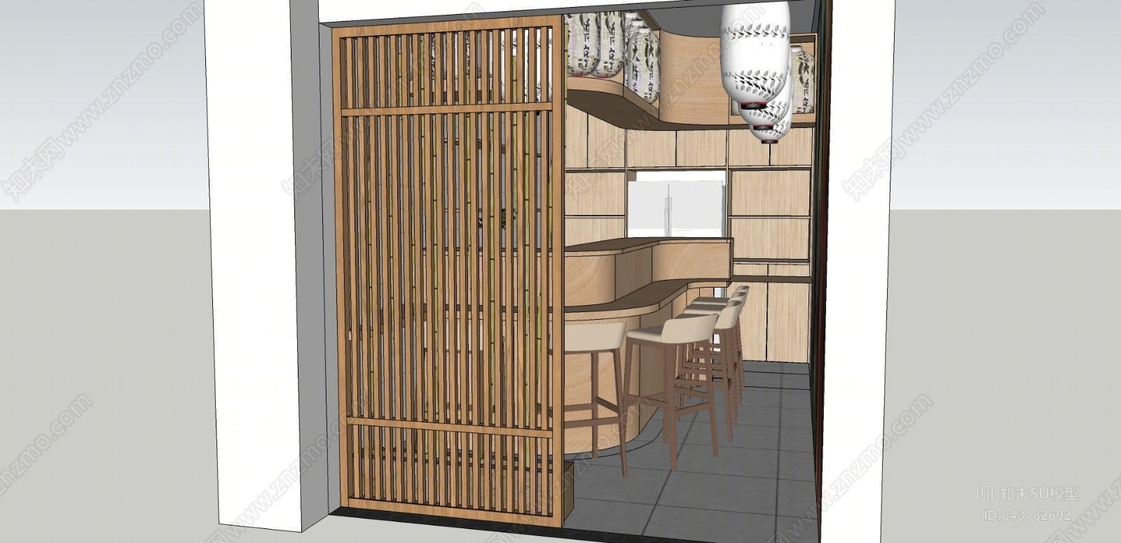 日式小吃店SU模型下载【ID:843182602】
