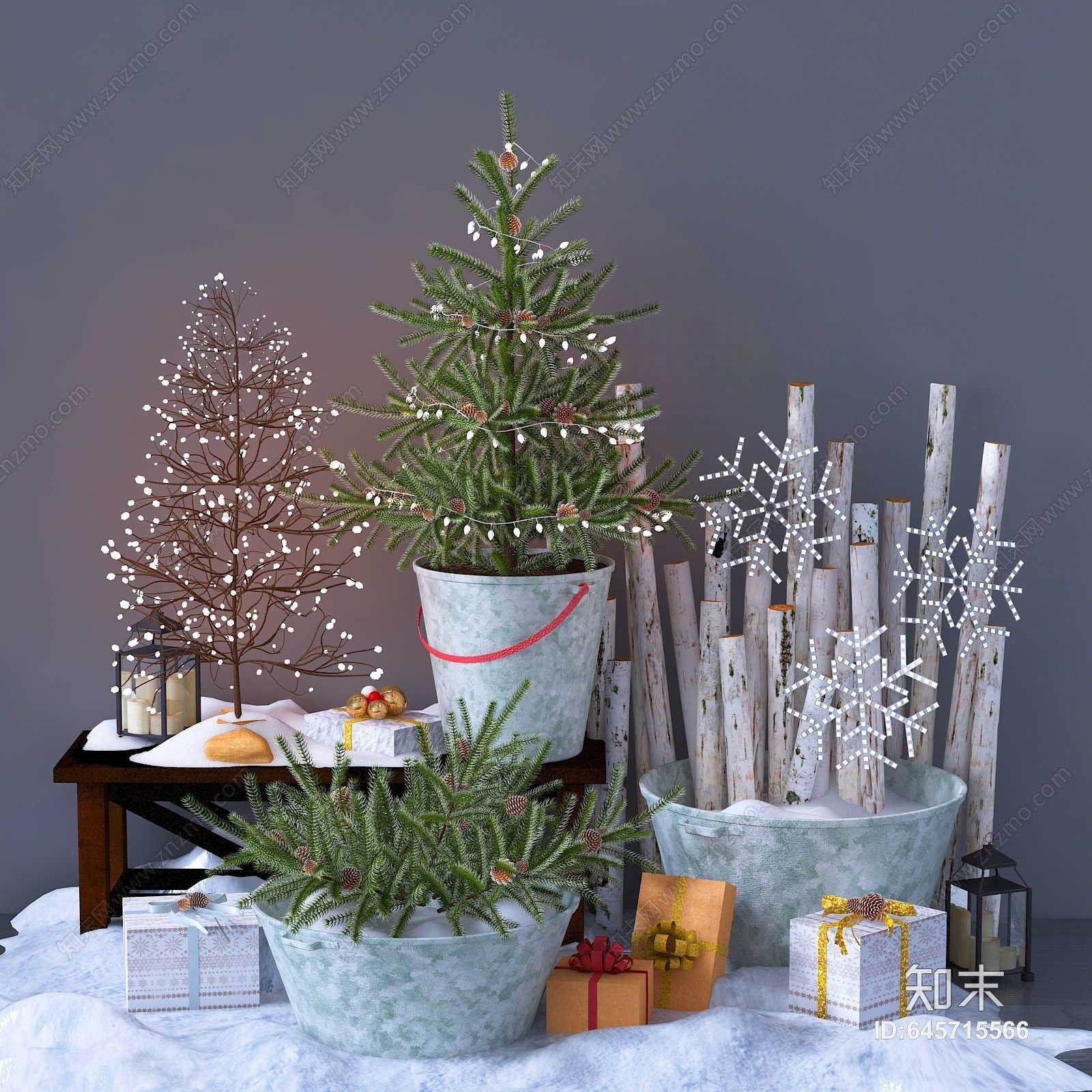 美式圣诞装饰品3D模型下载【ID:645715566】