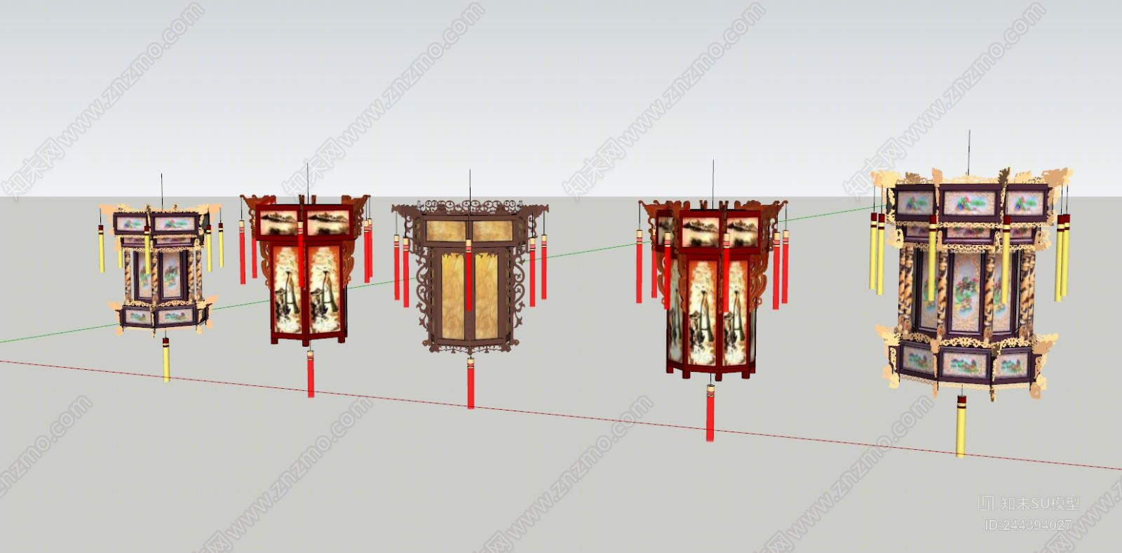 现代室外灯具组合SU模型下载【ID:244394027】