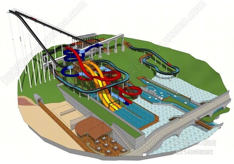现代水上游乐设施SU模型下载【ID:143658292】