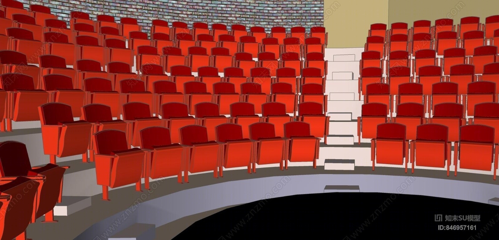 现代电影院座椅工装SU模型下载【ID:846957161】